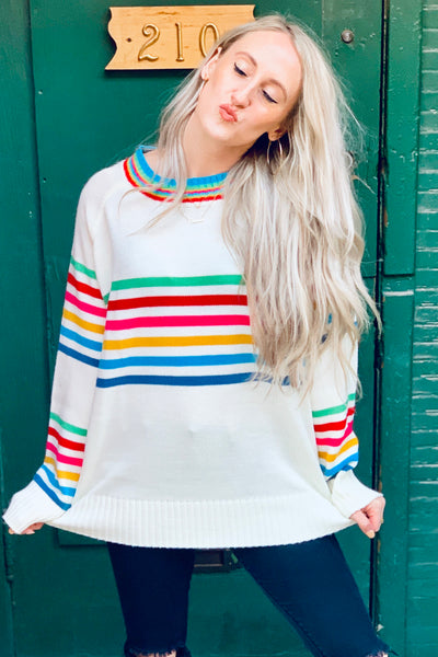 rainbow stripe sweater 70s sweater