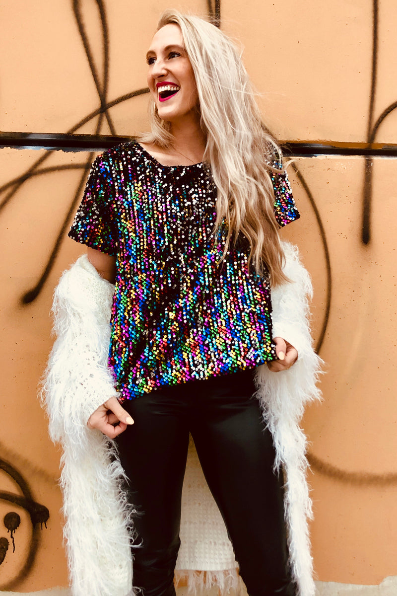 rainbow sequin tops