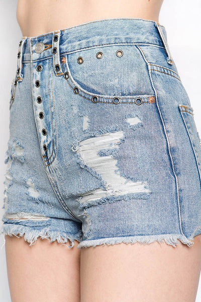 Edgy Girl Distressed Denim Shorts