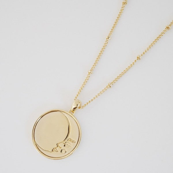 Moon Child Pendant Necklace in Gold