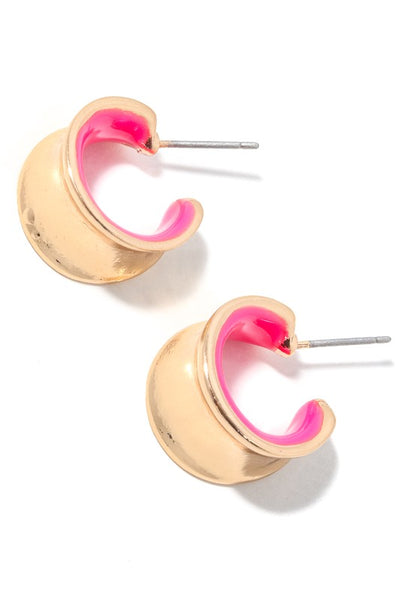 Edgy Chic Two Tone Hoops-Pink
