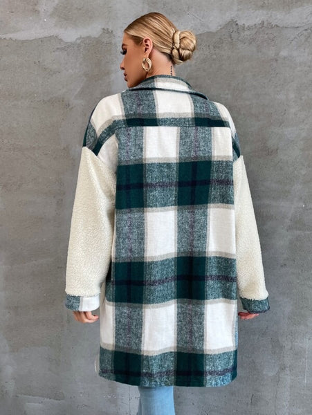 Pine For You Plaid Teddy Coat