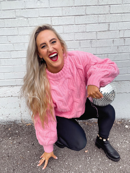 Life's A Party Neon Pink Sweater
