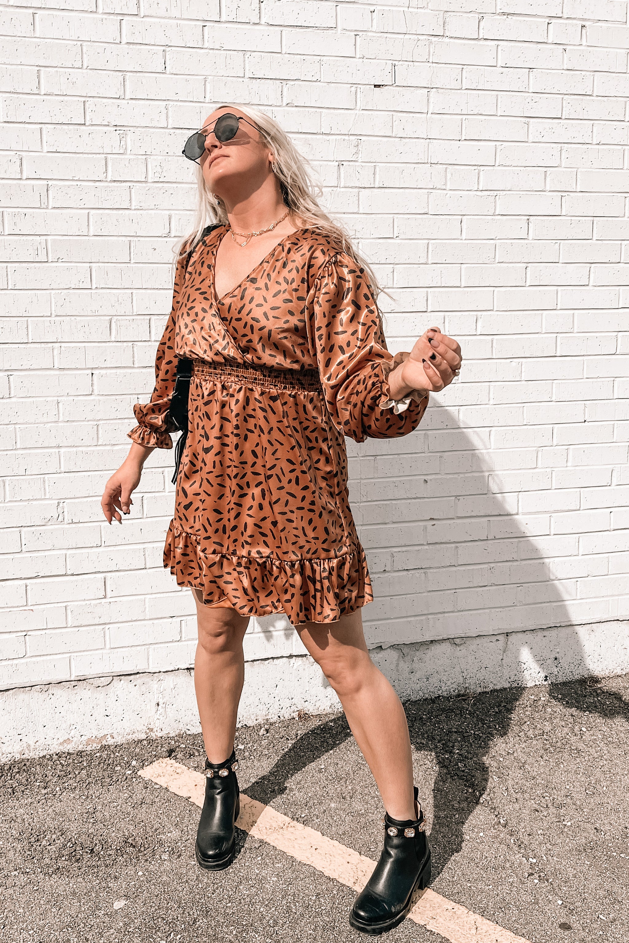 Let's Brunch Printed Satin Mini Dress Denim & Street Let's Brunch Printed Satin Mini Dress Denim & Street