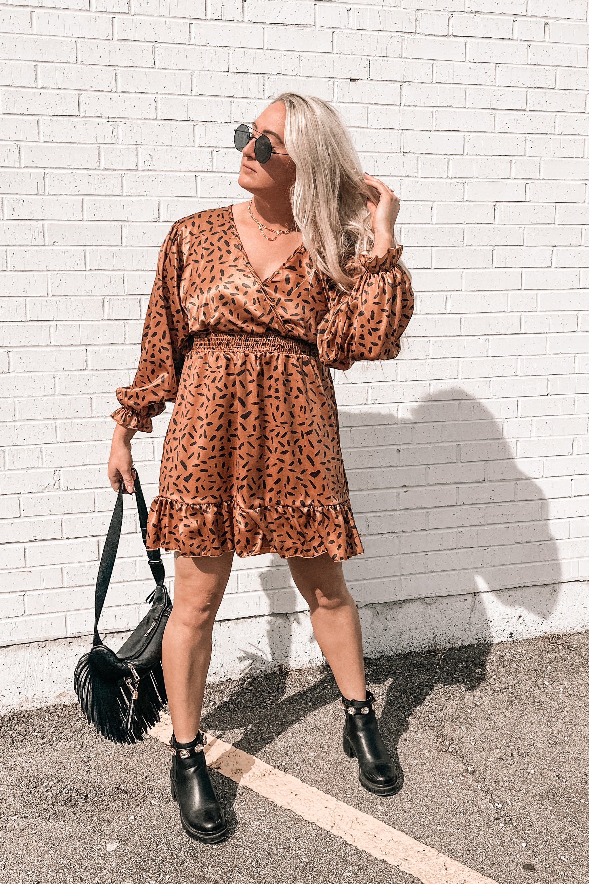 Let's Brunch Printed Satin Mini Dress Let's Brunch Printed Satin Mini Dress