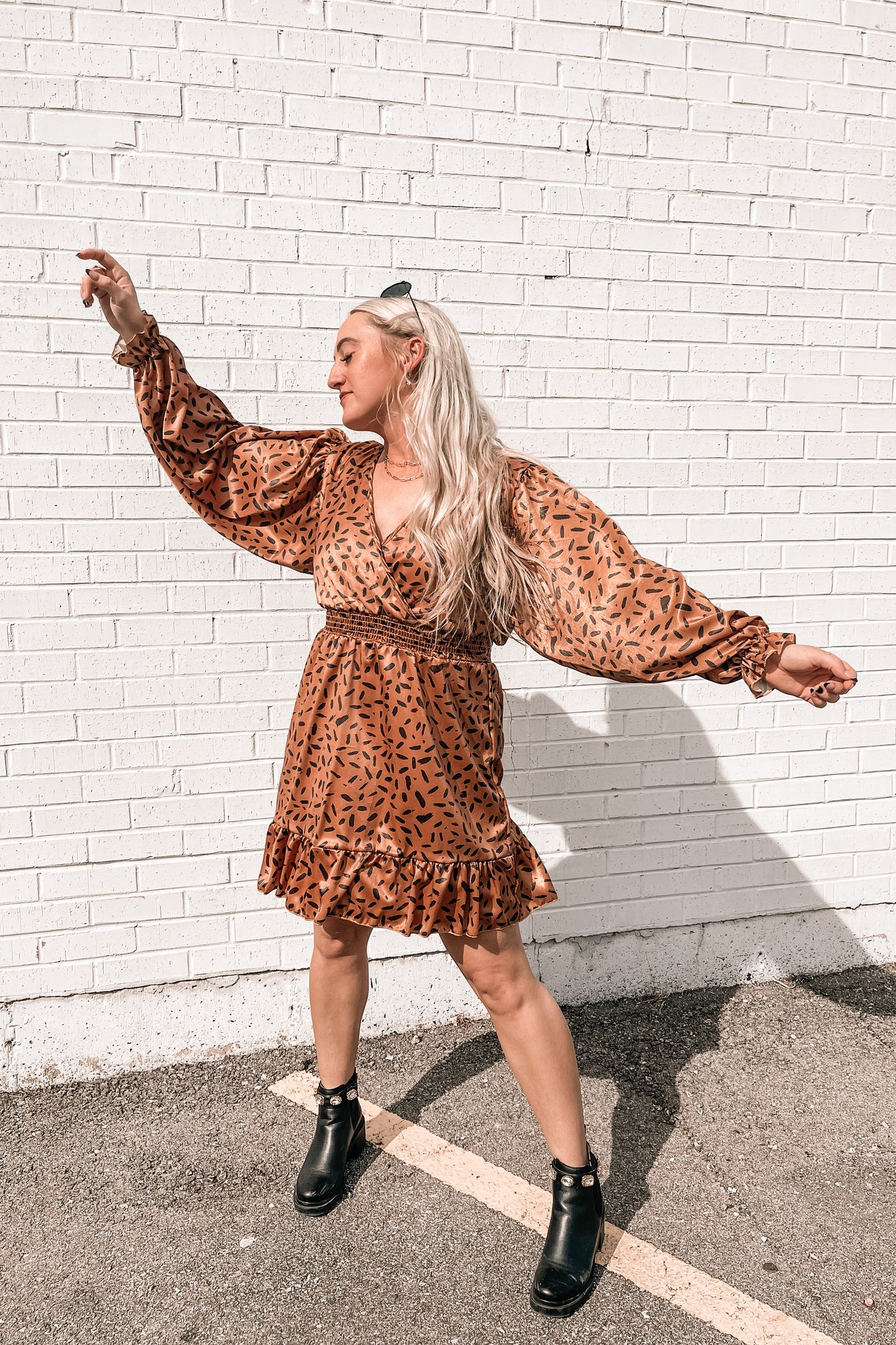 Let's Brunch Printed Satin Mini Dress Denim & Street Let's Brunch Printed Satin Mini Dress Denim & Street