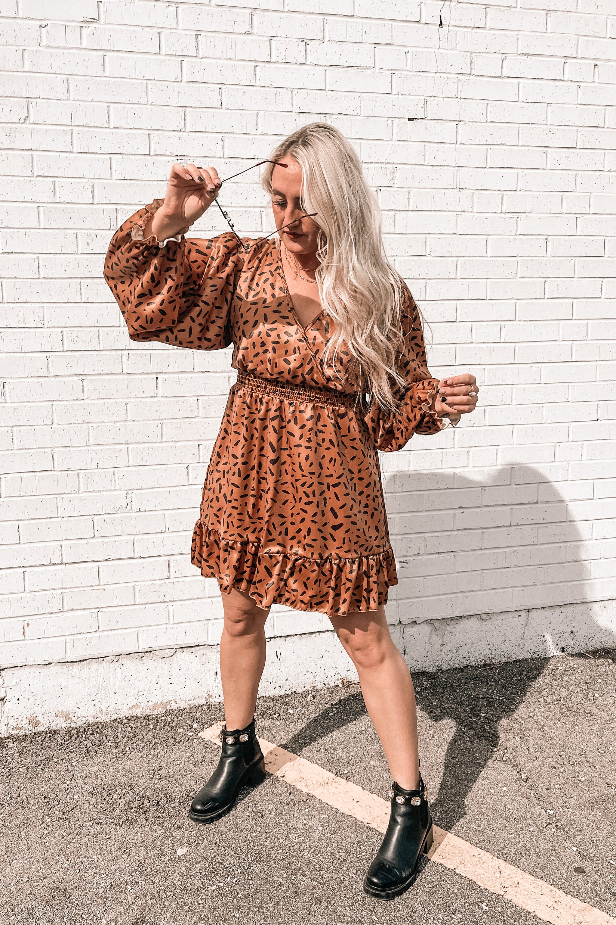 Let's Brunch Printed Satin Mini Dress  Denim & Street