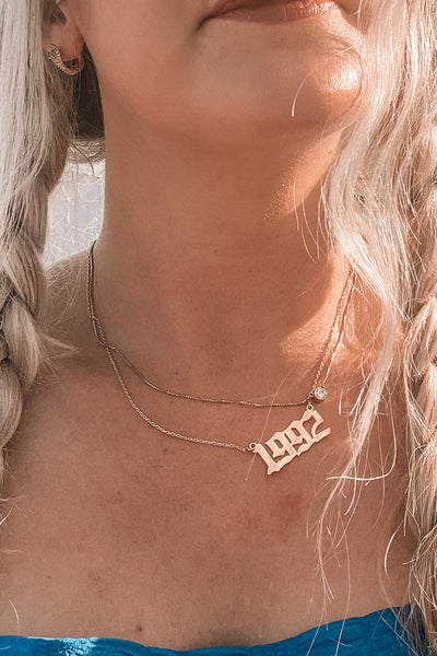 Birth Year Pendant Necklace in Gold