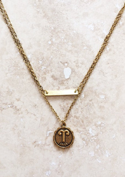Zodiac Sign Gold Necklace - denim & street