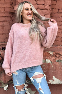 fuzzy pink sweater