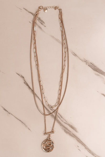 Snake Pendant Layered Necklace