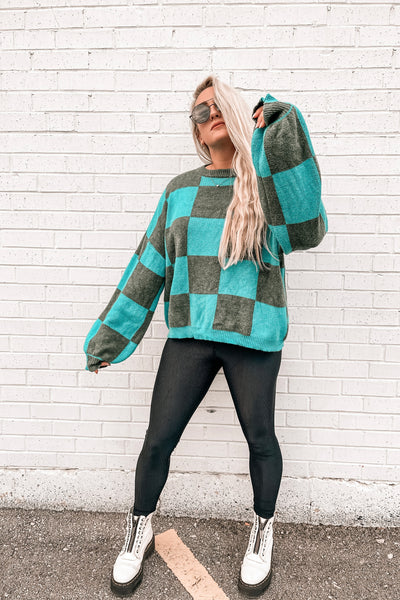 Life is Fun Checkerboard Sweater