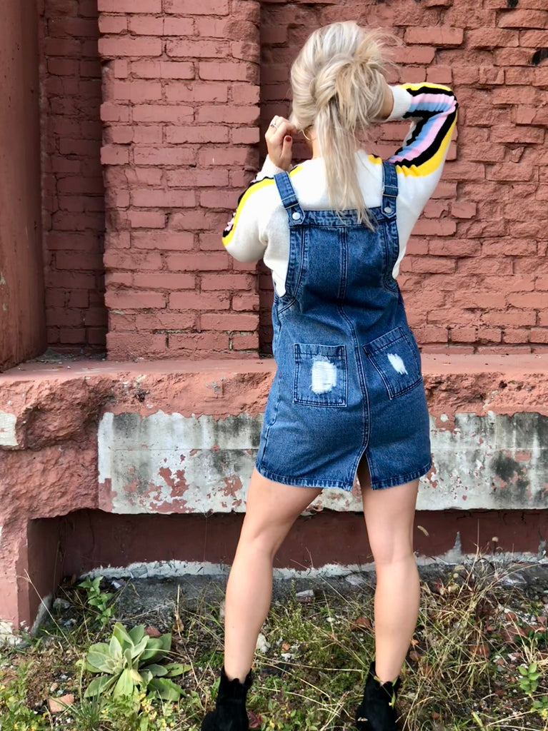 Calling Good Times Denim Overall Dress Calling Good Times Denim Overall Dress